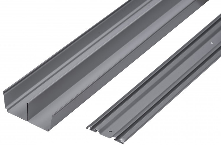 Rails haut et bas blancs en acier pour porte de placard coulissante 360 cm  OPTIMUM