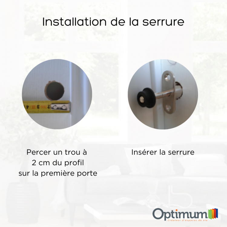 Kit serrure à poussoir pour portes de placards coulissantes