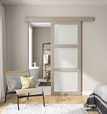 Porte coulissante en applique décor chêne gris clair Bilbao