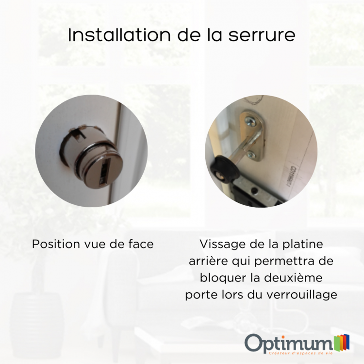 Kit serrure à poussoir pour portes de placards coulissantes