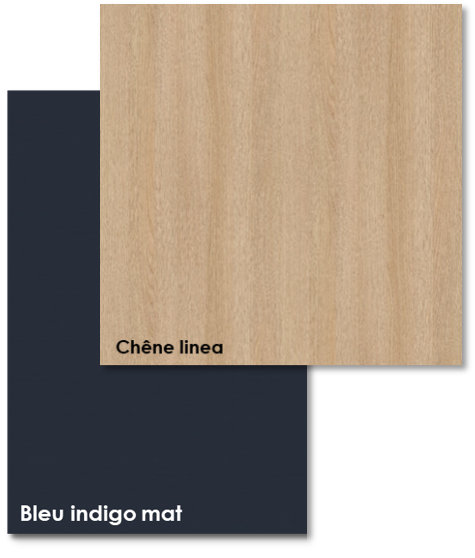 Chêne linéa, bleu indigo mat