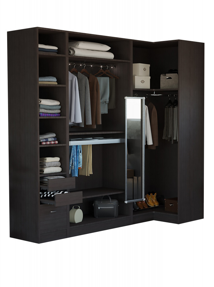 Dressing penderie étagère ONYX bois et noir