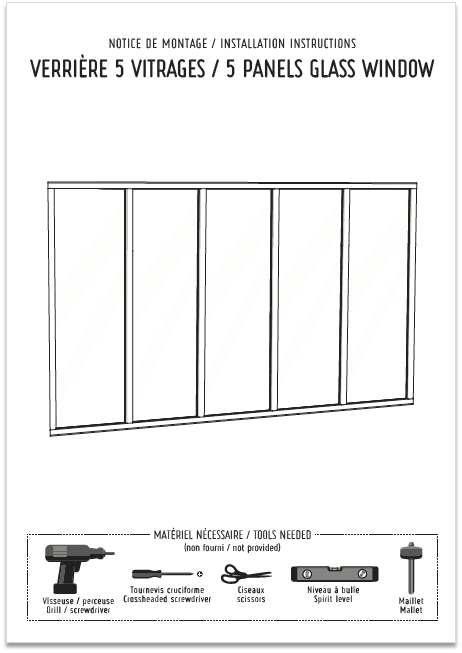 Notice de pose de la verrière 5 carreaux